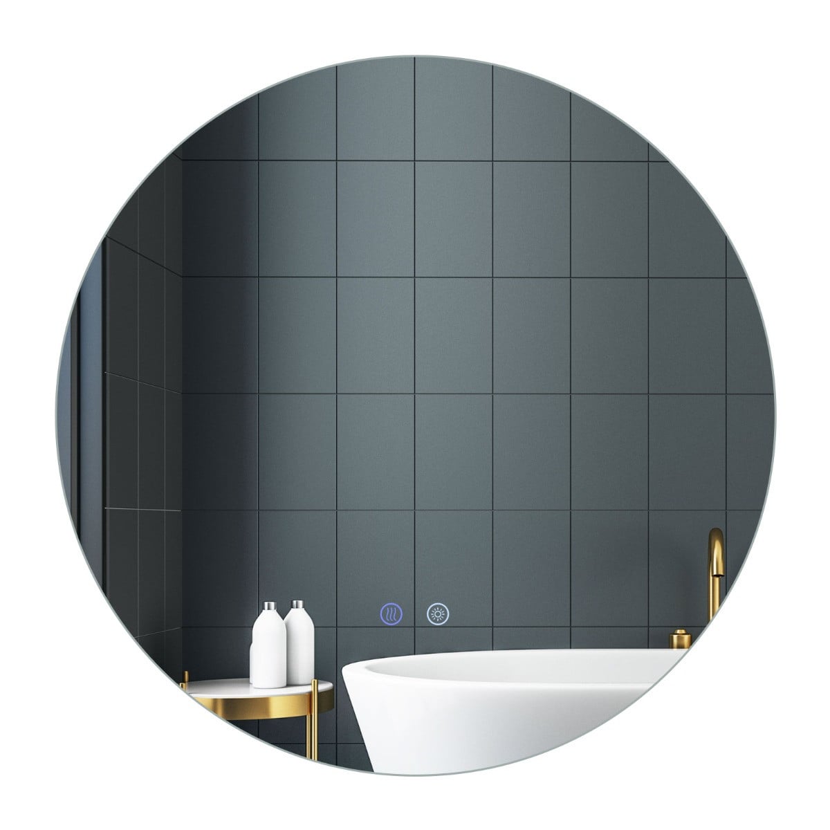 Costway Ronde LED-Verlichte Badkamerspiegel met Instelbare Helderheid, Diameter: 60 cm