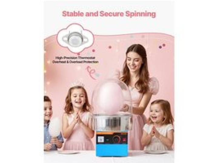 Machine à Barbe à Papa Électrique 1000 W Appareil à Barbe à Papa avec Dôme Transparent Bol en Acier Inoxydable et Cuillère à Sucr…