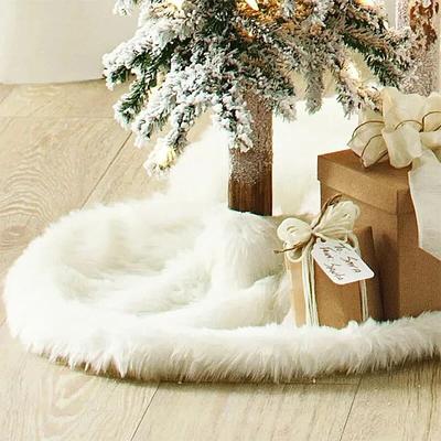 Radiant Roses 78 90 122cm Christmas Tree Skirts White Plush Mat Navidad Xmas Tree Base Mat New Year Home Decor 122cm In Diameter