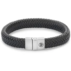 Rebel & Rose RR-M0019-S Herren-Lederarmband Schwarz Full Metal Herringbone Black, 14 cm