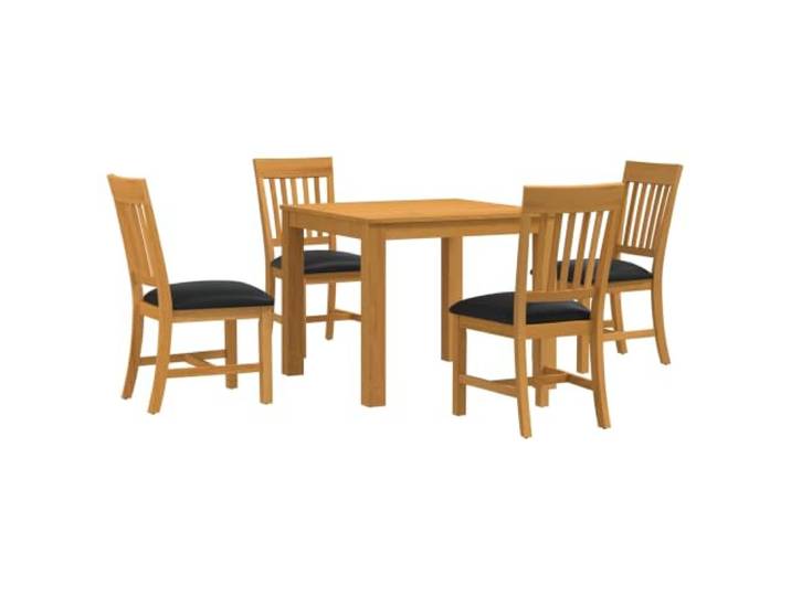 5-teiliges Esszimmer-Set, schwarz, massives Eichenholz, mit gepolsterten Minimalistisches Design, quadratische Beine, einfache Reinigung, schnelle Montage, bequemer Sitz, Finish und täglichen