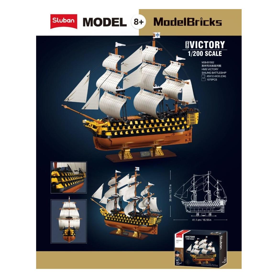 Sluban ModelBricks 1/200 HMS Victory Segelschlachtschiff 1075 St. Klemmbausteine - Bauspielzeug M3 (M38-B1552)