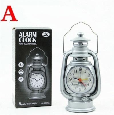ModernMart Vintage Oil Lamp Alarm Clock Retro Table Clock Night Light Decor a