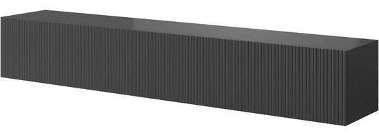 Zwart TV-lowboard met gefreesde voorkant, Breedte: 175 cm