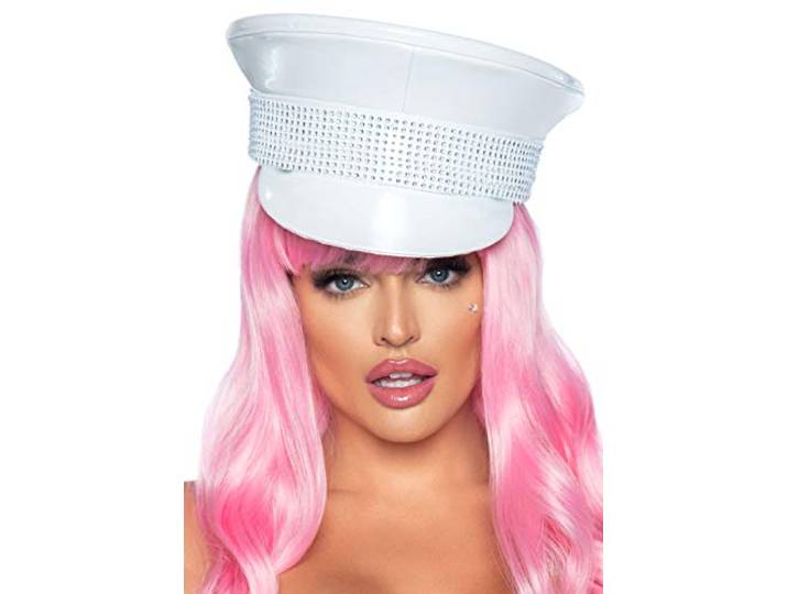 LEG AVENUE Rhinestone trim military hat, Einheitsgröße, 330 g