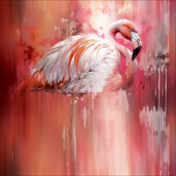 Aludibondbild PRETTY FLAMINGO (BHT 98x98x1,10 cm) - bunt - BHT 98x98x1,10 cm