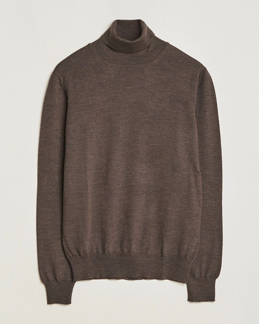 Gran Sasso Merino Fashion Fit Rollneck Brown men 46 Brun