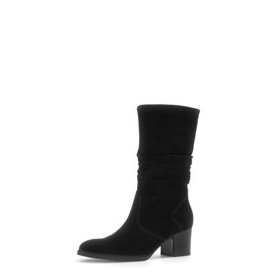 Stiefel GABOR, Damen, Gr. 37,5, schwarz, Veloursleder, unifarben, Schuhe Stiefel, Blockabsatz, Langschaftstiefel mit Reißverschluss