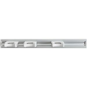 Haug-Bürsten Gerätehalter Alu, 3 Halter, 51cm Wandleiste für Reinigungsgeräte, silber-weiß