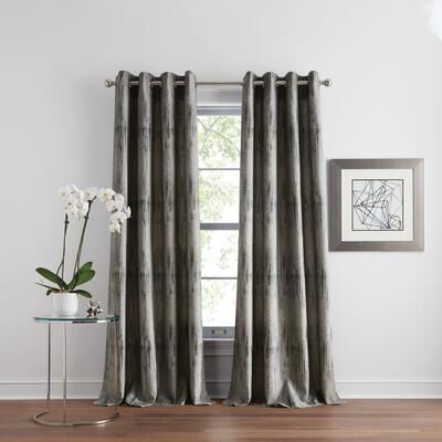 DKNY Basalt Jacquard Grommet Window Curtain Panel Pair
