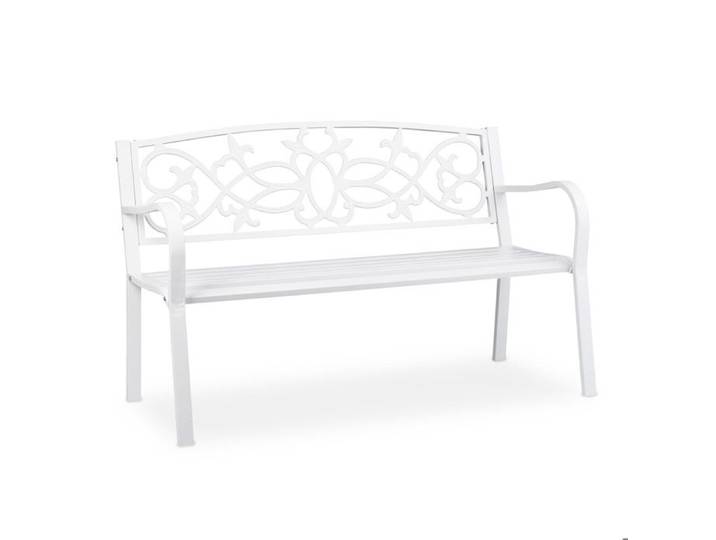 Relaxdays Banc de jardin nostalgique 2 places résistant aux intempéries fonte et acier HLP: 78x124 5x58 cm blanc