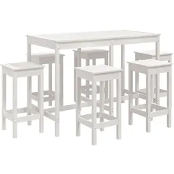 Helloshop26 - 7-teiliges Gartenbar-Set weiß massives Kiefernholz 02_0013427