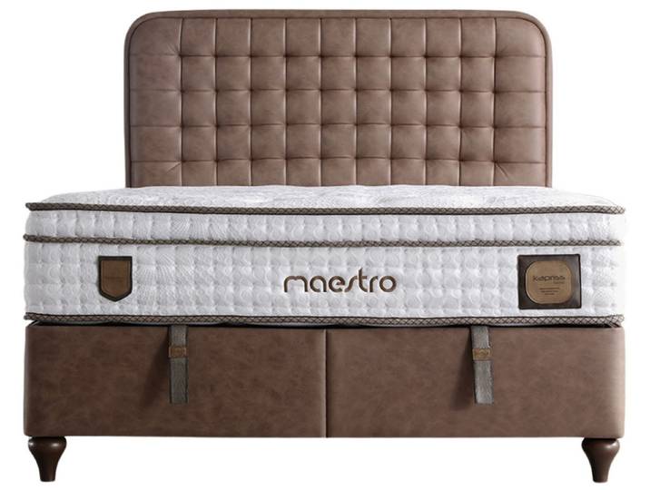 Villa Möbel Boxspringbett Maestro (Bett (ohne Matratze), Liegefläche 140x200), Bettkasten mit XXL Stauraum und Gasdruckfedern für einfache Handhabung