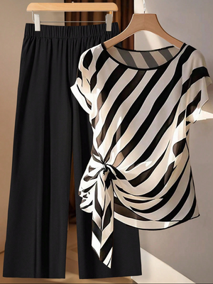 Lush Living Finds Breezy Bow Pleated Striped Tank Top For Women Summer Casual Sleeveless Blouse black m
