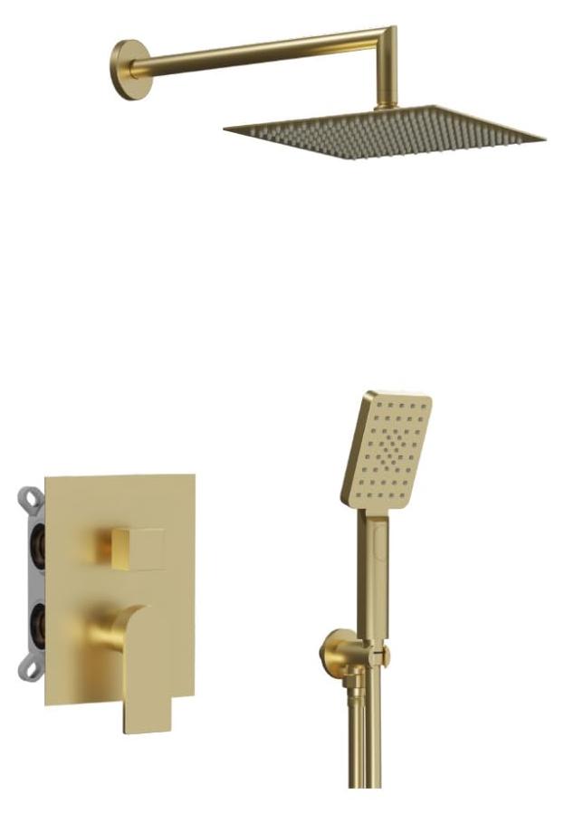 Einbaudusche 2-Wege, Einhandmischer, Kartusche Ø35 mm, Gold gebürstet