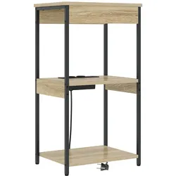 vidaXL Nachttisch mit Ladestation mit Regal Sonoma Eiche Holzwerkstoff