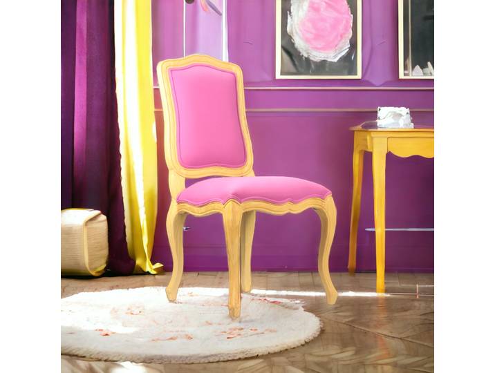 Chaise de Style Baroque en Tissu - Rose