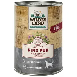1x400 g Wildes Land PUR Adult Nassfutter für Hunde - Rind mit Distelöl
