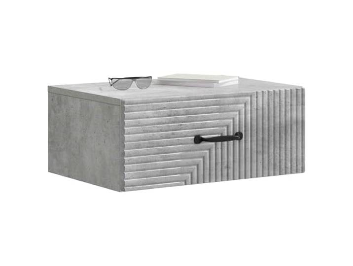 KTHLBRH Wand-Nachtschrank mit Schublade, 2 Stück, Grau Beton Technisches Holz, 49 x 34,5 x 20 cm, 2 Schubladen, großer Raum, Wandmontage