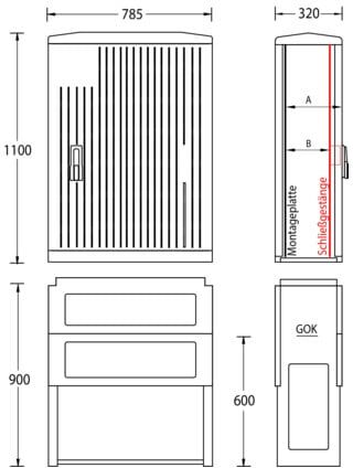 uesa Armoire normalisée A100-M-1100 1100 x 785 x 320 mm IP44 (6010-0101.53)