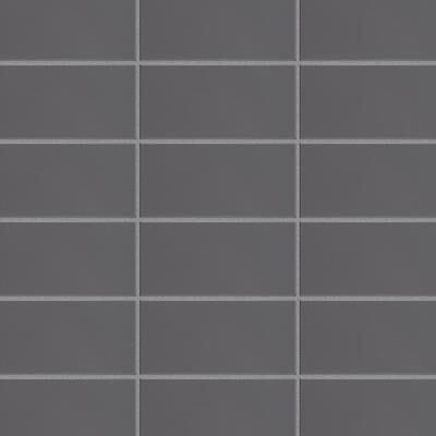 "Merola Tile BioTech Piscina Brick Dark Grey Glossy 4-3/4"" x 9-5/8"" Porcelain Floor and Wall Tile"