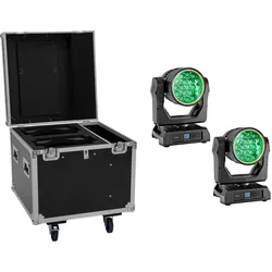 Eurolite Set 2x LED IP TMH-W285 Hypno Moving-Head Wash + Flightcase mit Rollen (20001069) (15 W, LED), Scheinwerfer, Schwarz