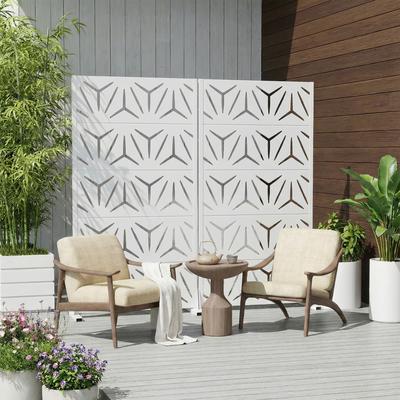 Lirago 2Pcs Outdoor Freestanding Metal Privacy Screen Decorative Partition Panel for Patio Garden Balcony