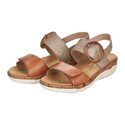 Keilsandalette REMONTE, Damen, Gr. 38, grau (taupe, braun), Leder, Lederimitat, Schuhe, Sommerschuh, Riemchensandale, praktische Klettverschlüsse