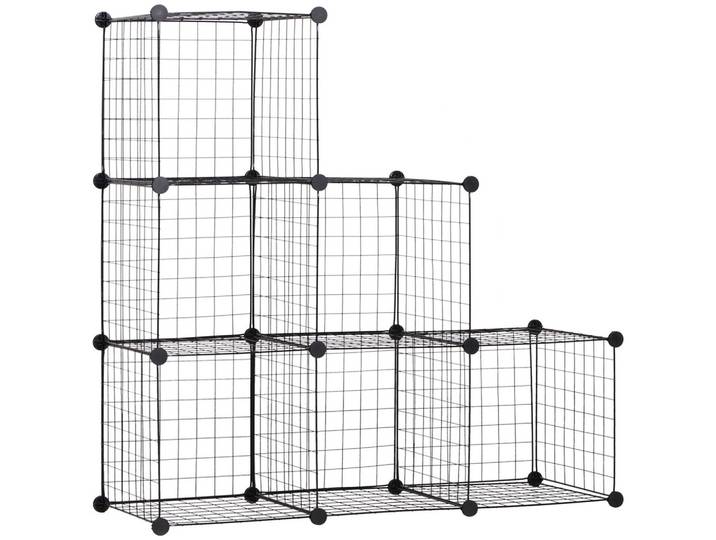 STECKREGAL mit 6 Fächern, Schwarz, 109 x 37 x 109 cm