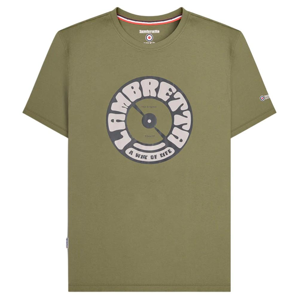 Lambretta Heren Vinyl Record T-Shirt (Khaki)
