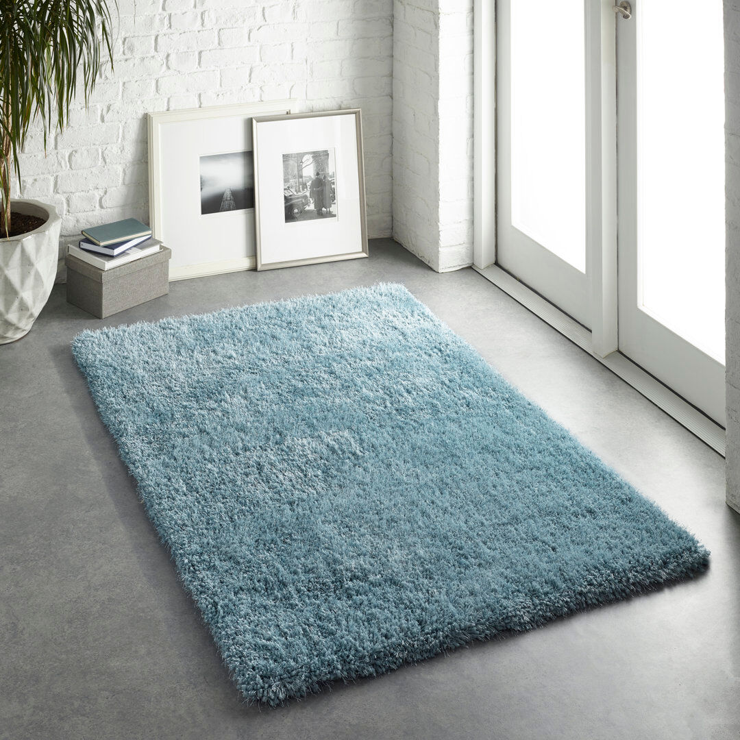 Zipcode Design Biron Solid Colour Shaggy Rug Duck Egg Rectangle 90 x 150cm