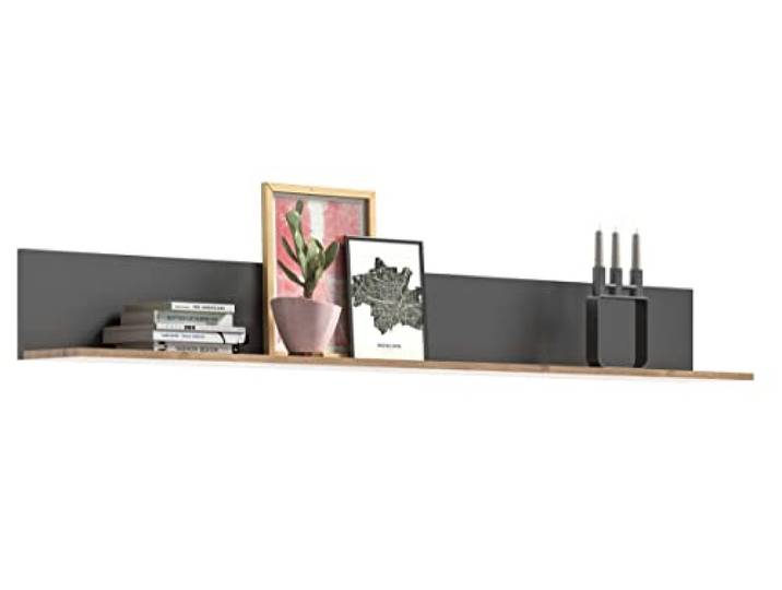 xonox.home - Wandboard Mason 180x21x20 cm in Nox Eiche und Basalt grau - Hängeregal Wandregal Schweberegal Ablage - stabile Konstruktion schöner Blickfang