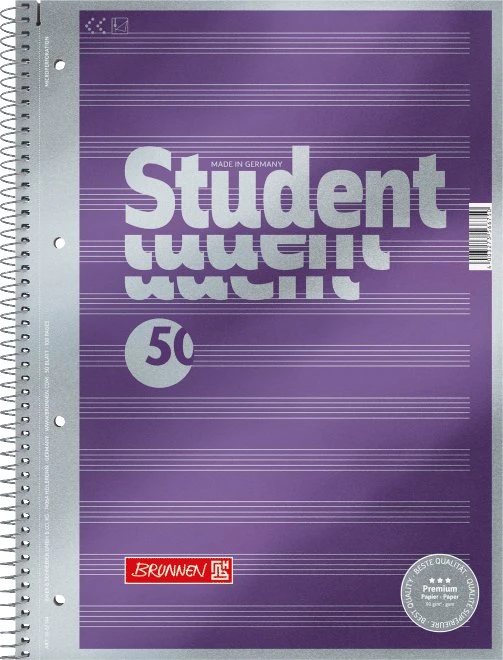 BRUNNEN Collegeblock Premium Student Lineatur 14 Notenlineatur DIN A4 ohne Rand