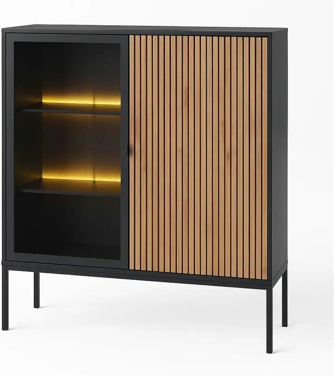 Höffner Vitrine   ¦ schwarz ¦ Maße (cm): B: 104 H: 126