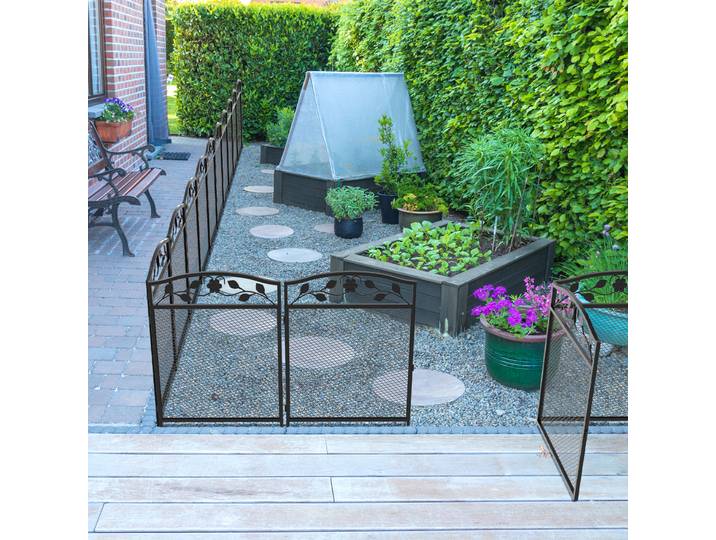 5 panneaux de clôture décoratifs en fer pour jardin, bordure de pelouse, barrière métallique pour animaux, pour la décoration extérieure