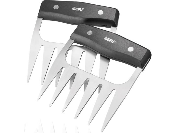 Fleischgabel GEFU BBQ , silber (silberfarben, schwarz), B:10,5cm, Edelstahl, Kunststoff, Fleischgabeln, Fleischgabel, ergonomisch geformte Griffe für einen perfekten Halt, 2-teilig