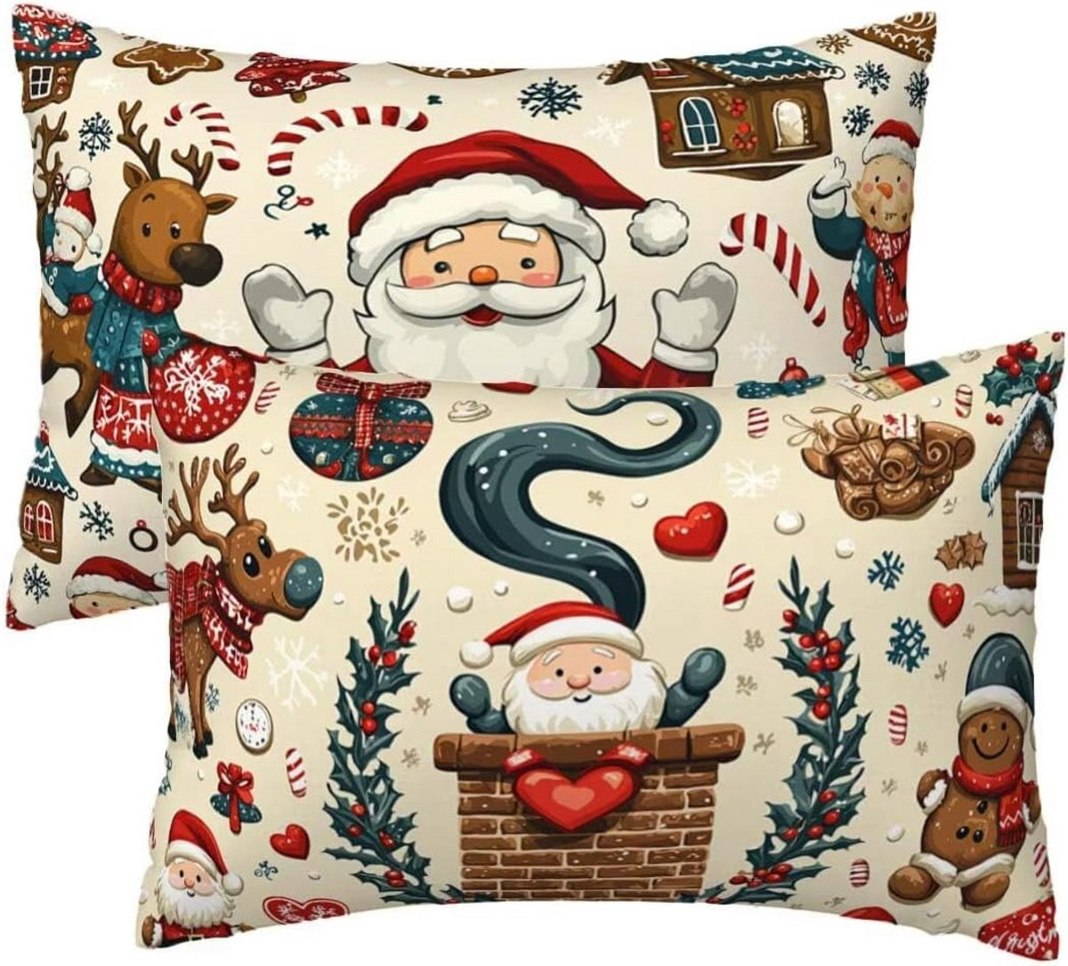 Waterproof Velvet Kussenhoes Set met Kerstpatroon - 50 x 70 cm