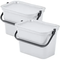 Tontarelli – Set mit 2 weißen Mülleimern mit Griff, 2 x 5 l, Fashion Collection