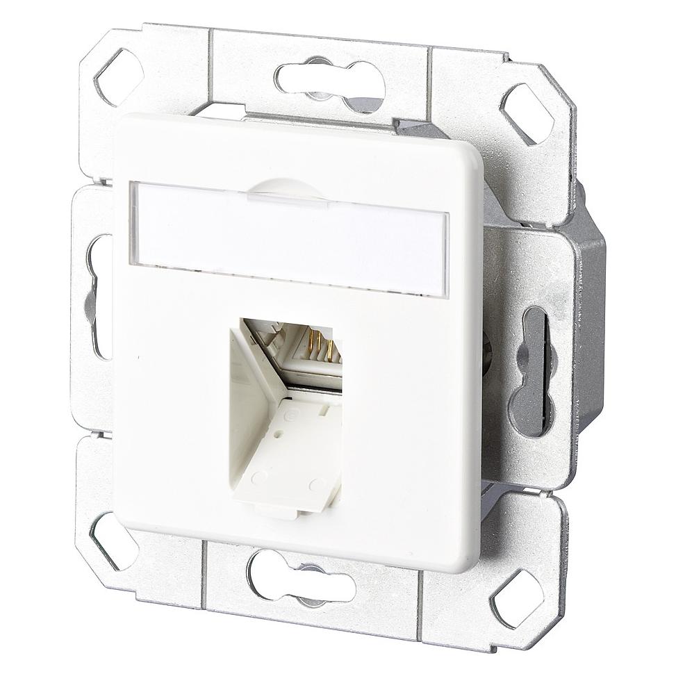 Metz Connect Netzwerkdose Unterputz Einsatz mit Zentralplatte CAT 6a 1 Port Reinweiss (130C371102-I)