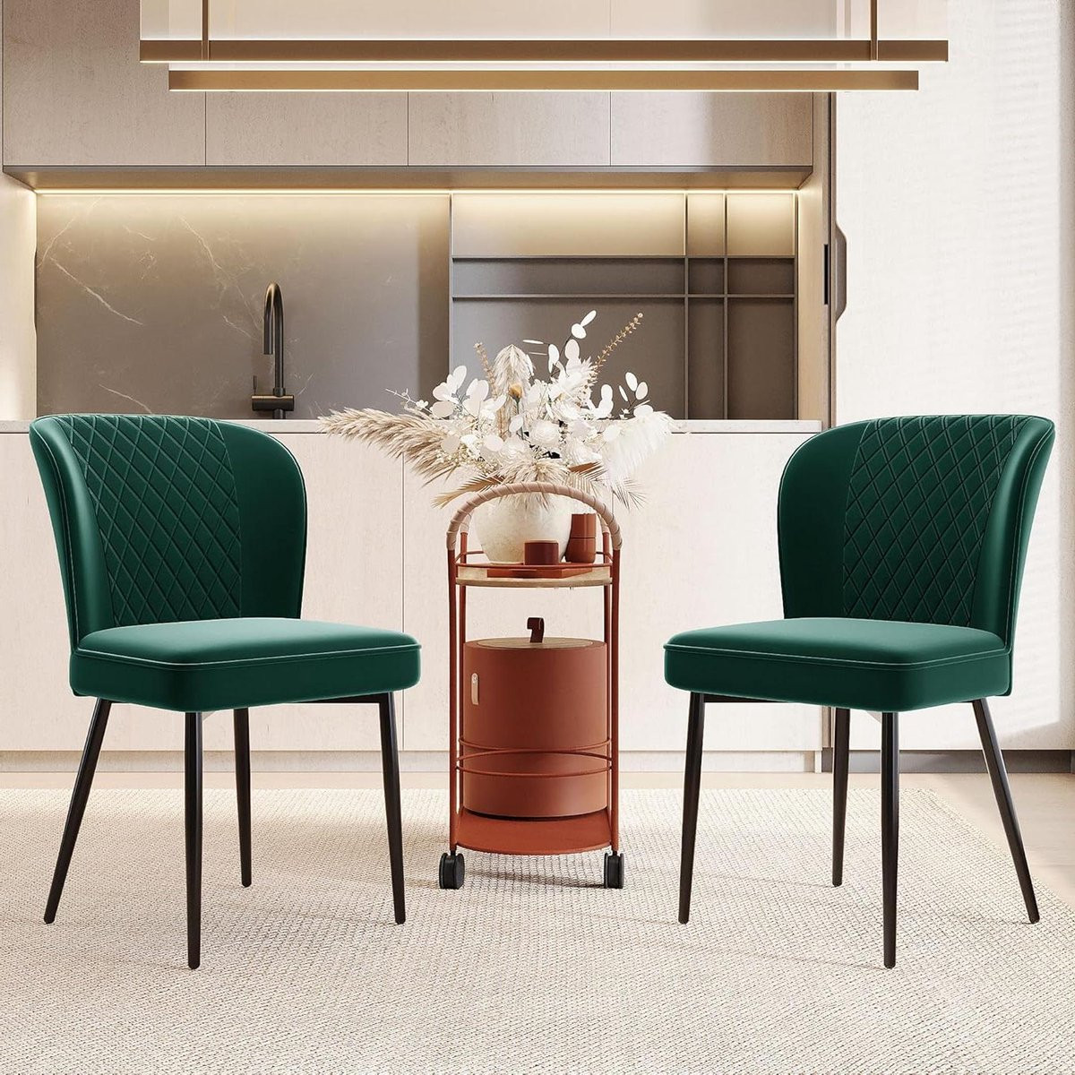 Set van 2 luxe groene eetkamerdraaistoelen voor optimaal comfort
