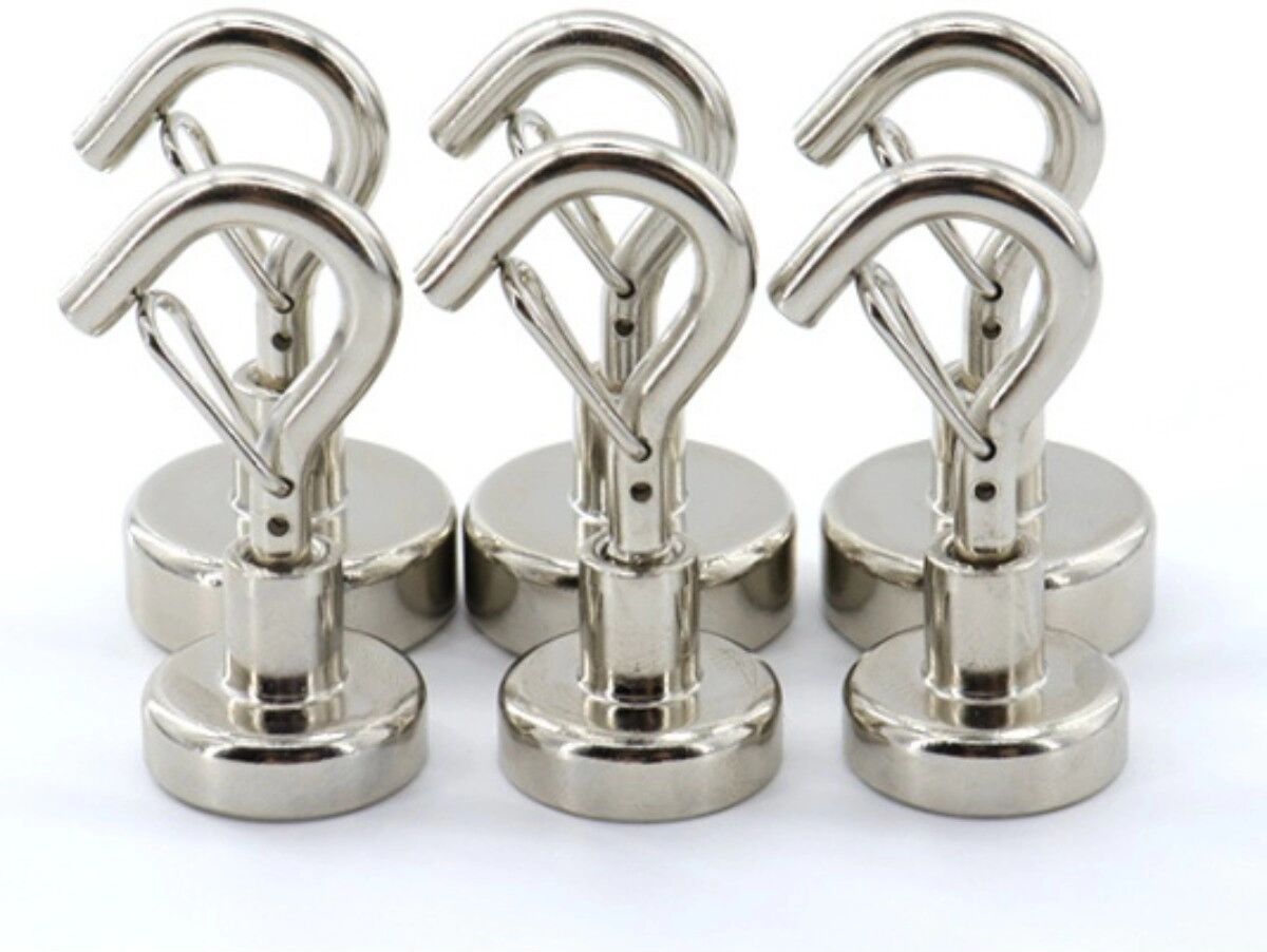 INF Clip-On Magnethaken, Nickel-beschichtet N38 Neodym, E-Öffnung, 8kg Traglast, 4er-Pack