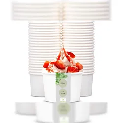 DeinPack Eisbecher 50 Stück Speisebecher weiß unbedruckt 550 ml runde