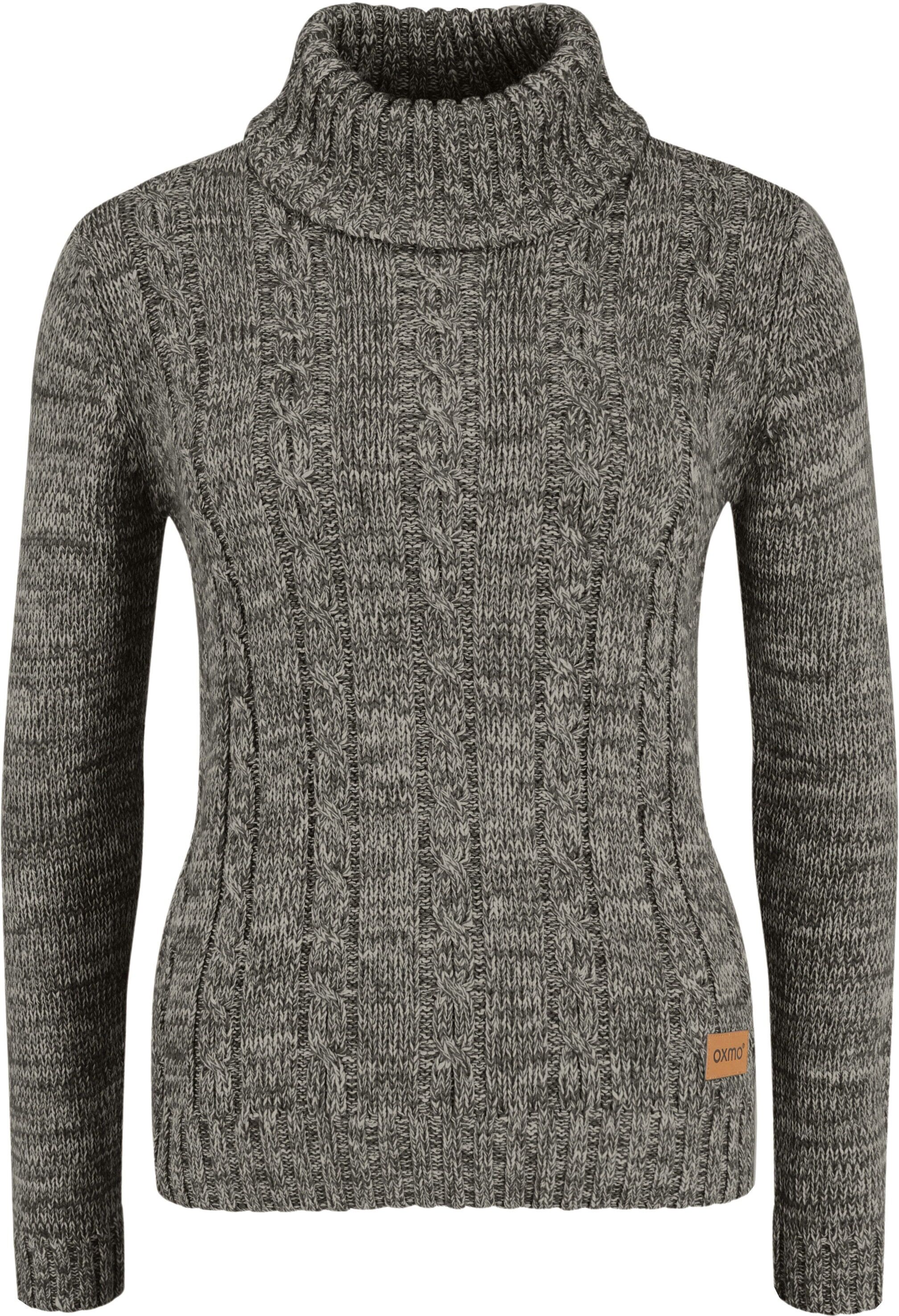 Rollkragenpullover OXMO "Rollkragenpullover OXPhilipa", Damen, Gr. L, grau (dunkelgrau), Obermaterial: 100% Baumwolle CO., Pullover Rollkragenpullover