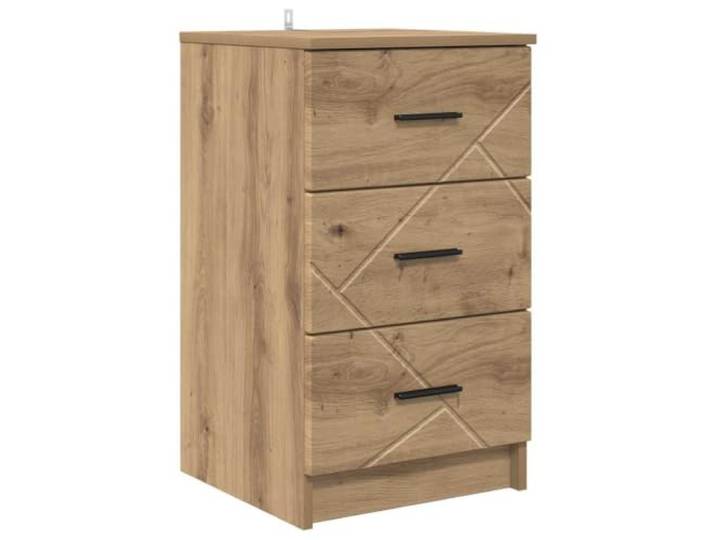 Fisinber Nachttisch Artisan-Eiche 38x38x66 cm Holzwerkstoff 3 Schubladen Kompakte Nachtkommode für das Schlafzimmer mit 3 geräumigen Schubladen, metallischen Griffen und stabiler Konstruktion.