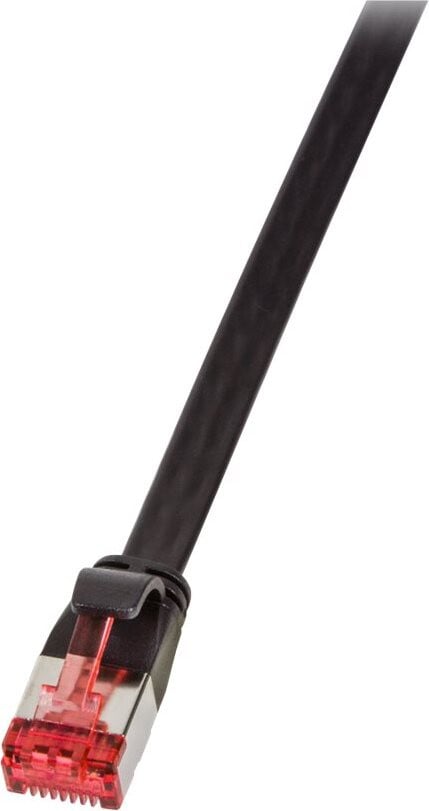 LogiLink SlimLine CAT 6A platte afgeschermde netwerkkabel PIMF, zwart, 0,5 meter