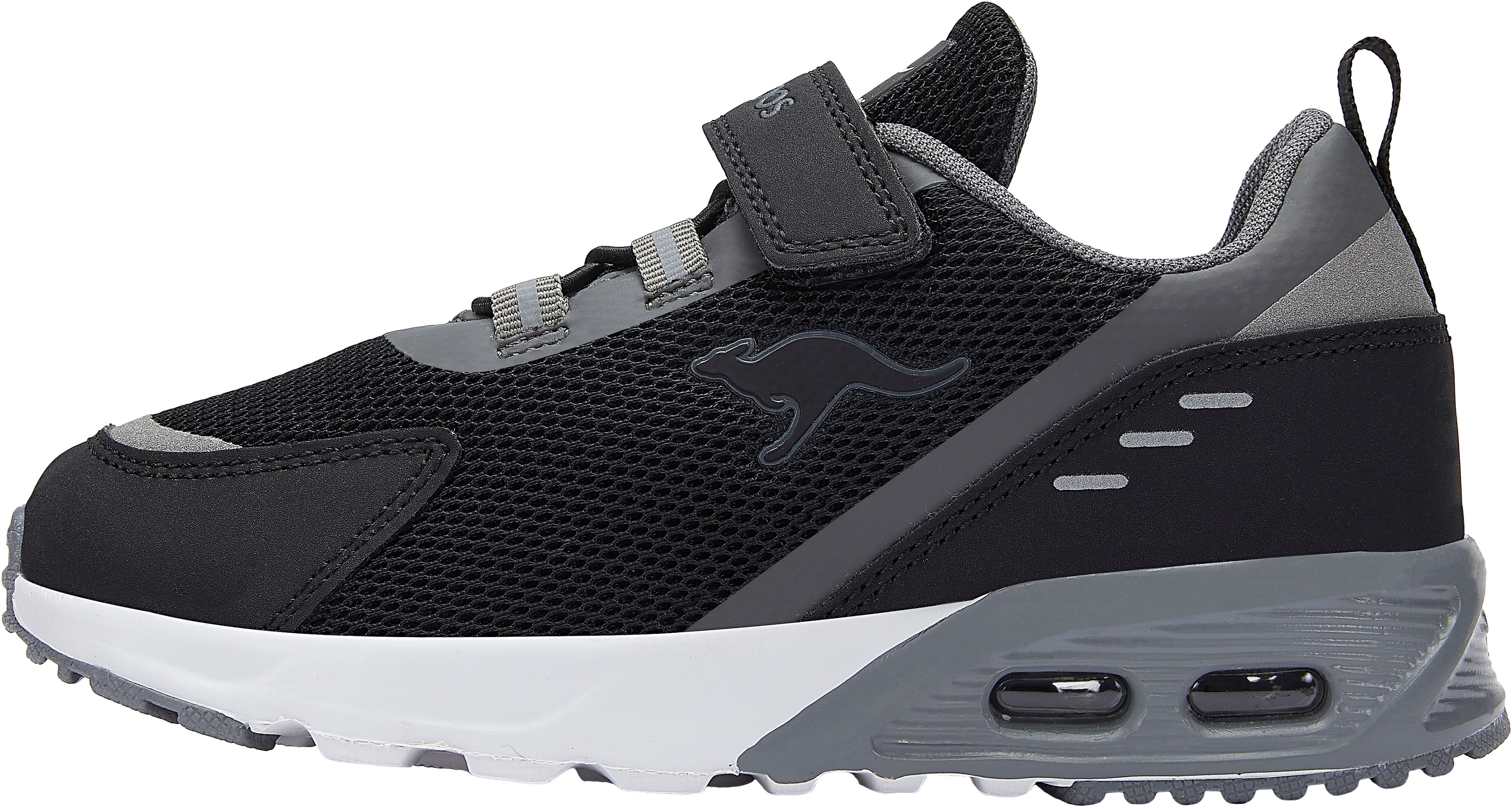 Sneaker KANGAROOS "KX-Arg EV", Jungen, Gr. 32, schwarz (schwarz, grau), Synthetik, Textil, Schuhe Sneaker, mit Klettverschluss schwarz, grau 32