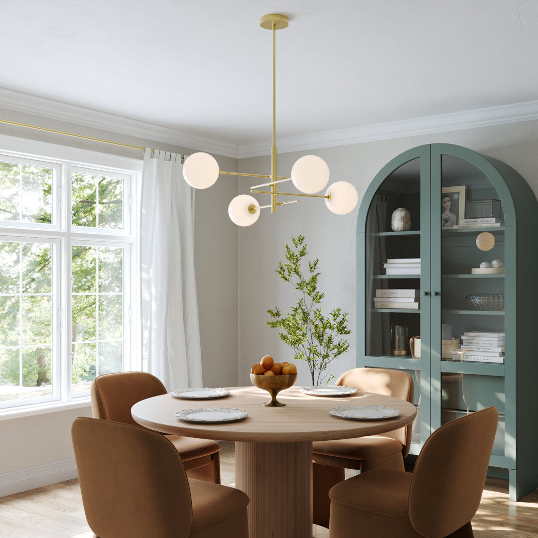George Oliver Lithopolis 4 - Light Glass Bubble Gold Ceiling Chandeliers Gold/White 33.8cm H X 81.5cm W X 81.5cm D