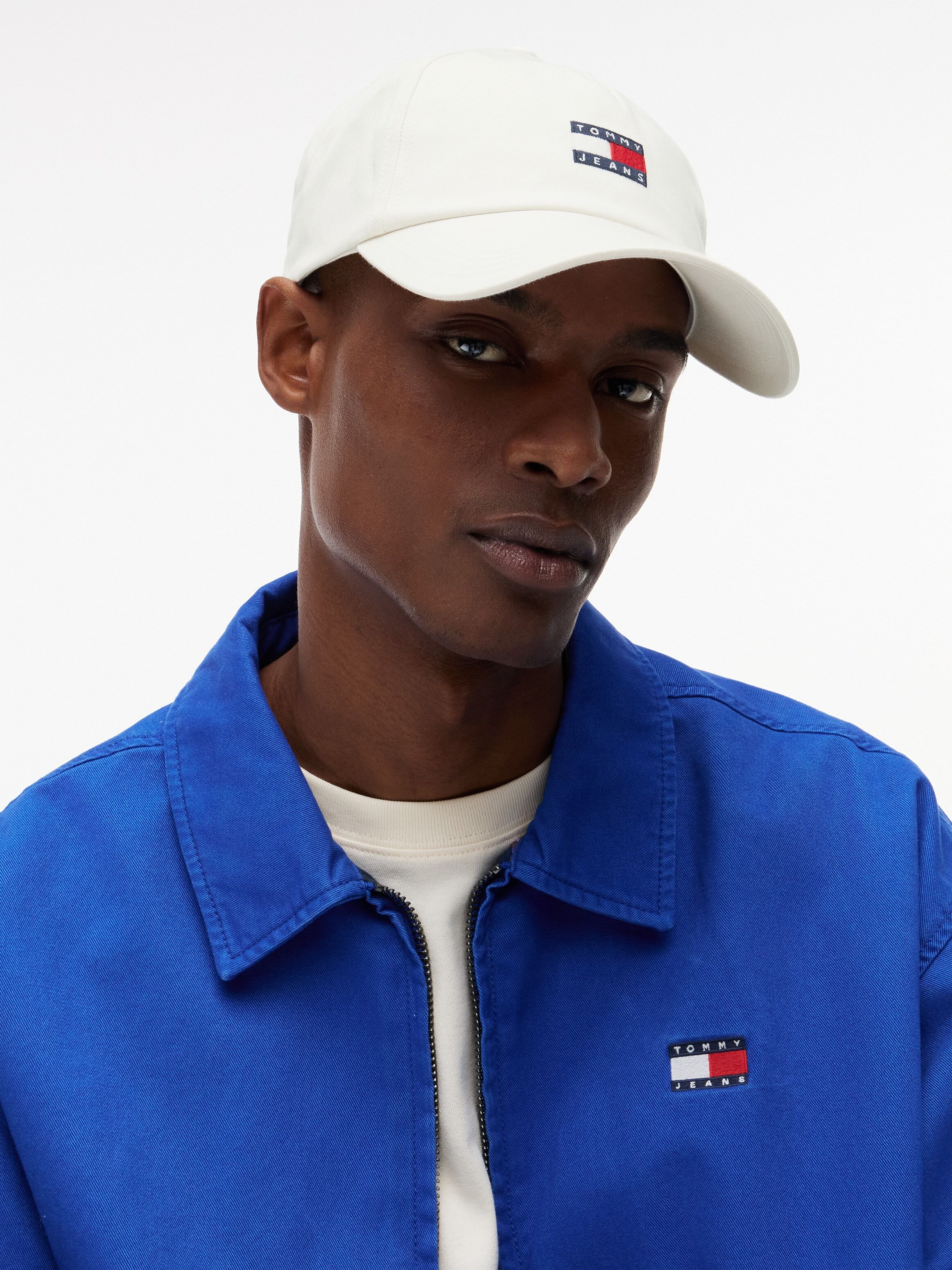 Baseball Cap TOMMY JEANS "TJM HERITAGE CORE CAP", Herren, ivory, Web, Baumwolle, Caps Baseball Cap, UNISEX Klemmverschluss, grosse Logostickerei ivory Einheitsgröße