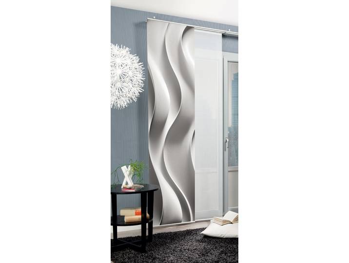 Schiebegardine HOME WOHNIDEEN JAIR Gr. 1, grau, B:60cm H:245cm, Polyester, Gardinen, Schiebegardine, SCHIEBEVORHANG,SEIDENOPTIK,DIGITALDRUCK