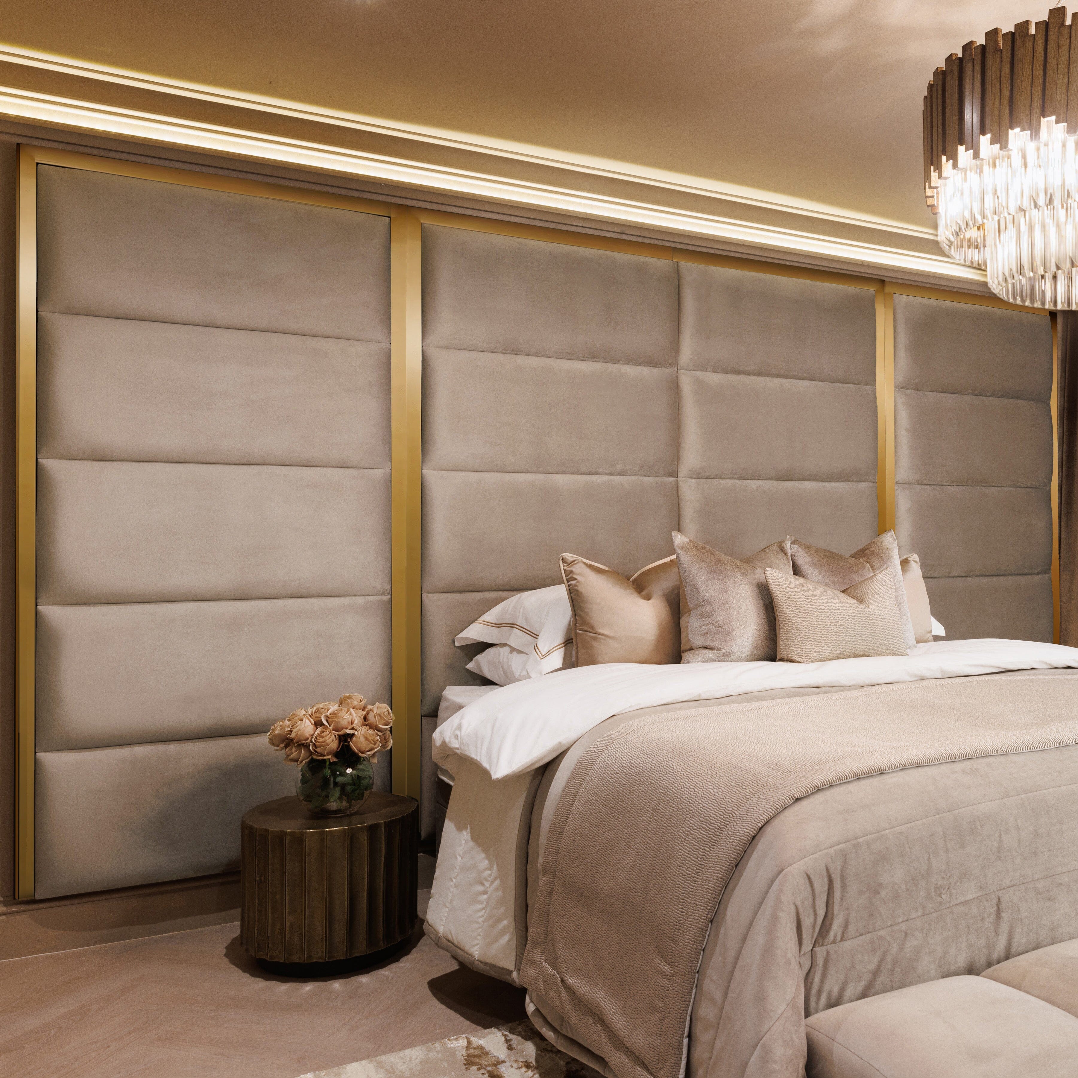 Praline Luxury Velvet & Gold Chocolate Box Headboard with Wings, Emperor / Emperor